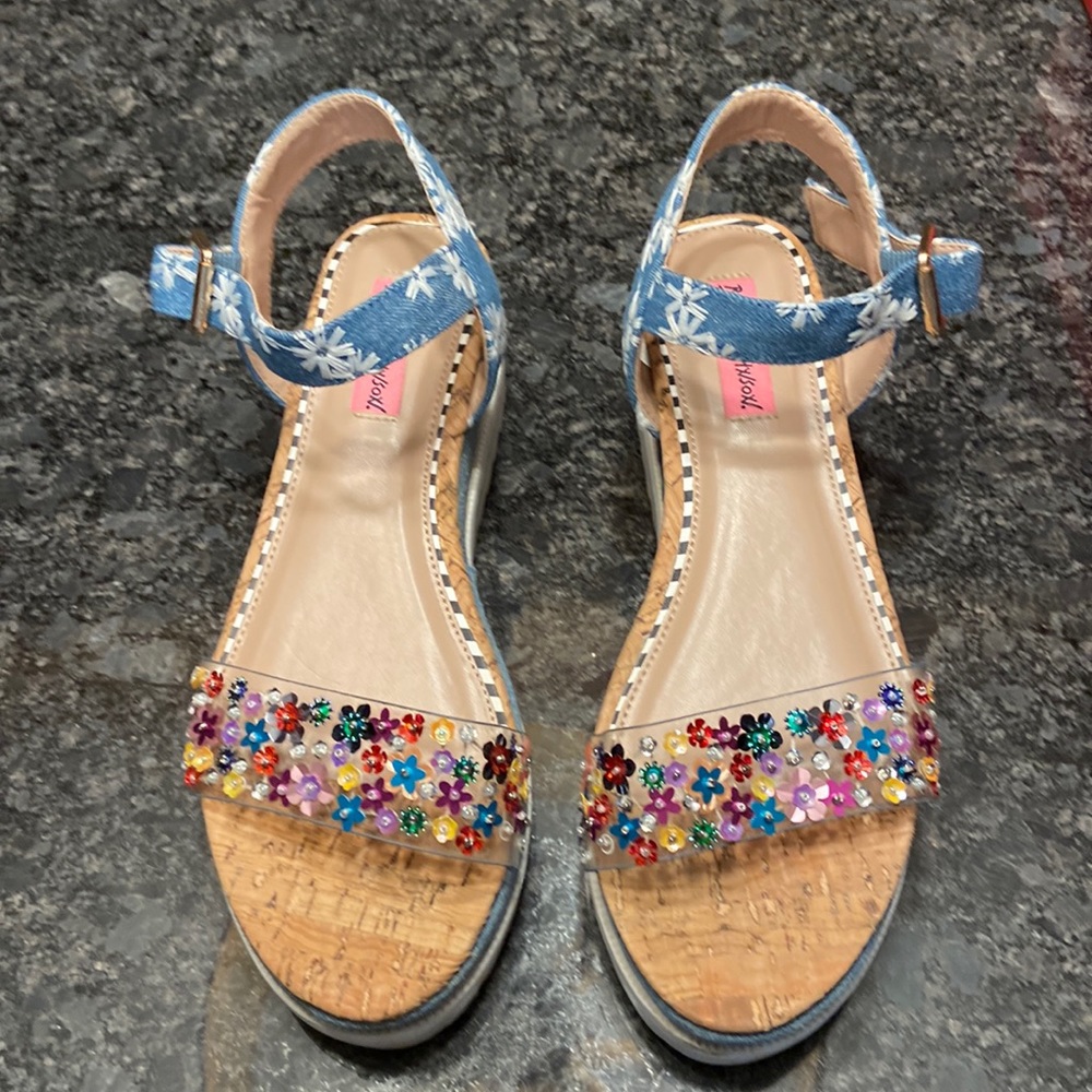 Betsey Johnson Denim Sandals,Size- 7.5. Clean and in excellent condition,worn 2x